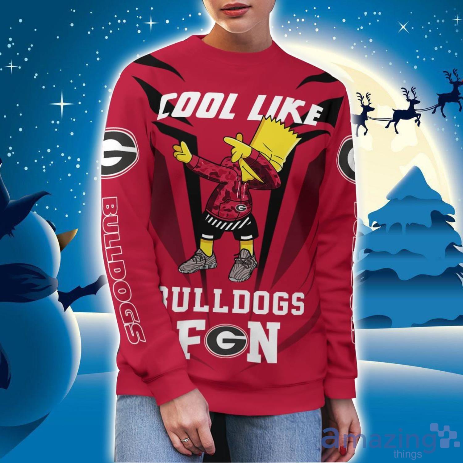 Cute Cool Like Georgia Bulldogs Fan Bart Simpson Dab Ugly Christmas Sweater image Cute Cool Like Georgia Bulldogs Fan Bart Simpson Dab Ugly Christmas Sweater Product Photo 2