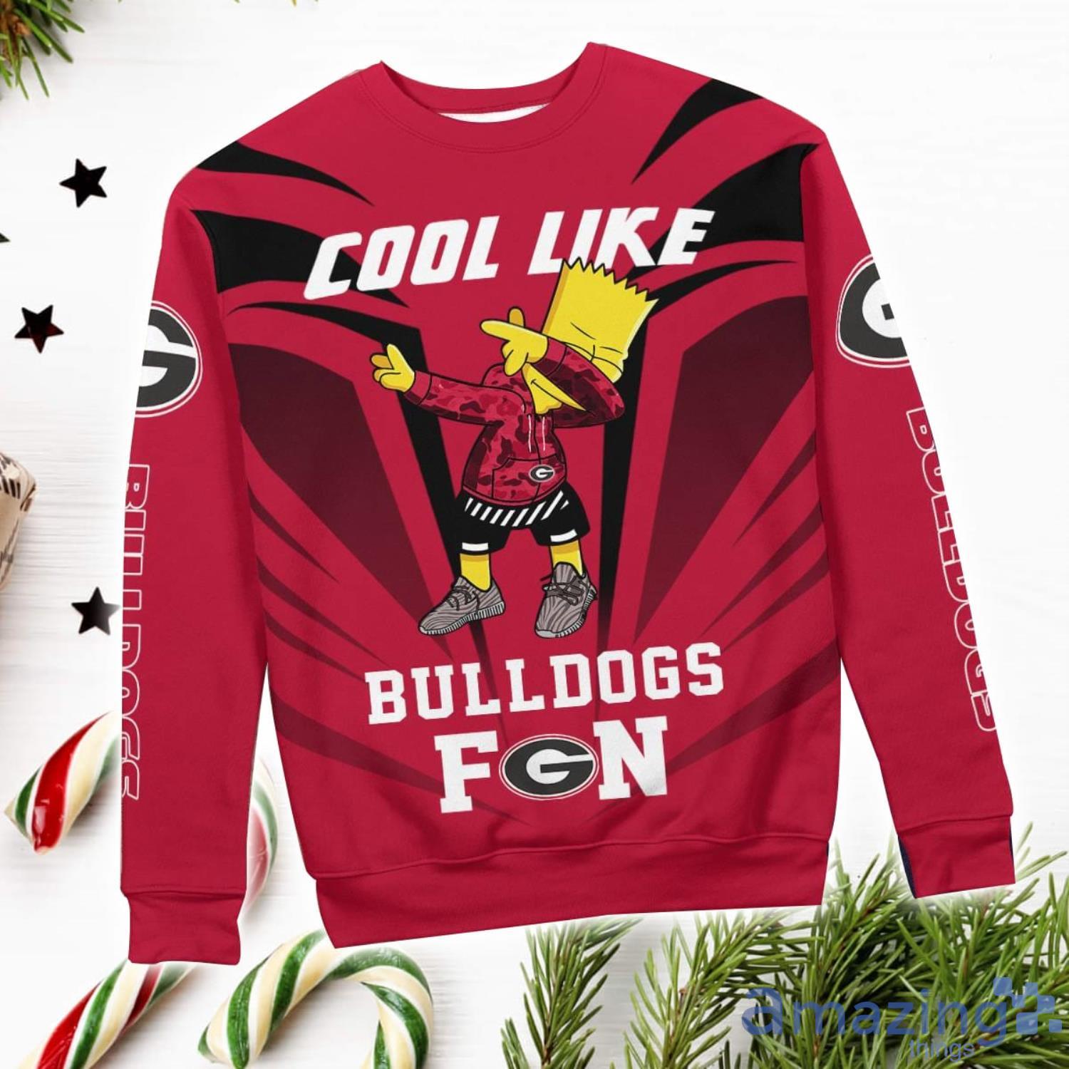 Cute Cool Like Georgia Bulldogs Fan Bart Simpson Dab Ugly Christmas Sweater image Cute Cool Like Georgia Bulldogs Fan Bart Simpson Dab Ugly Christmas Sweater Product Photo 3