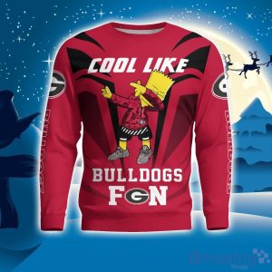 Cute Cool Like Georgia Bulldogs Fan Bart Simpson Dab Ugly Christmas Sweater Product Photo 1