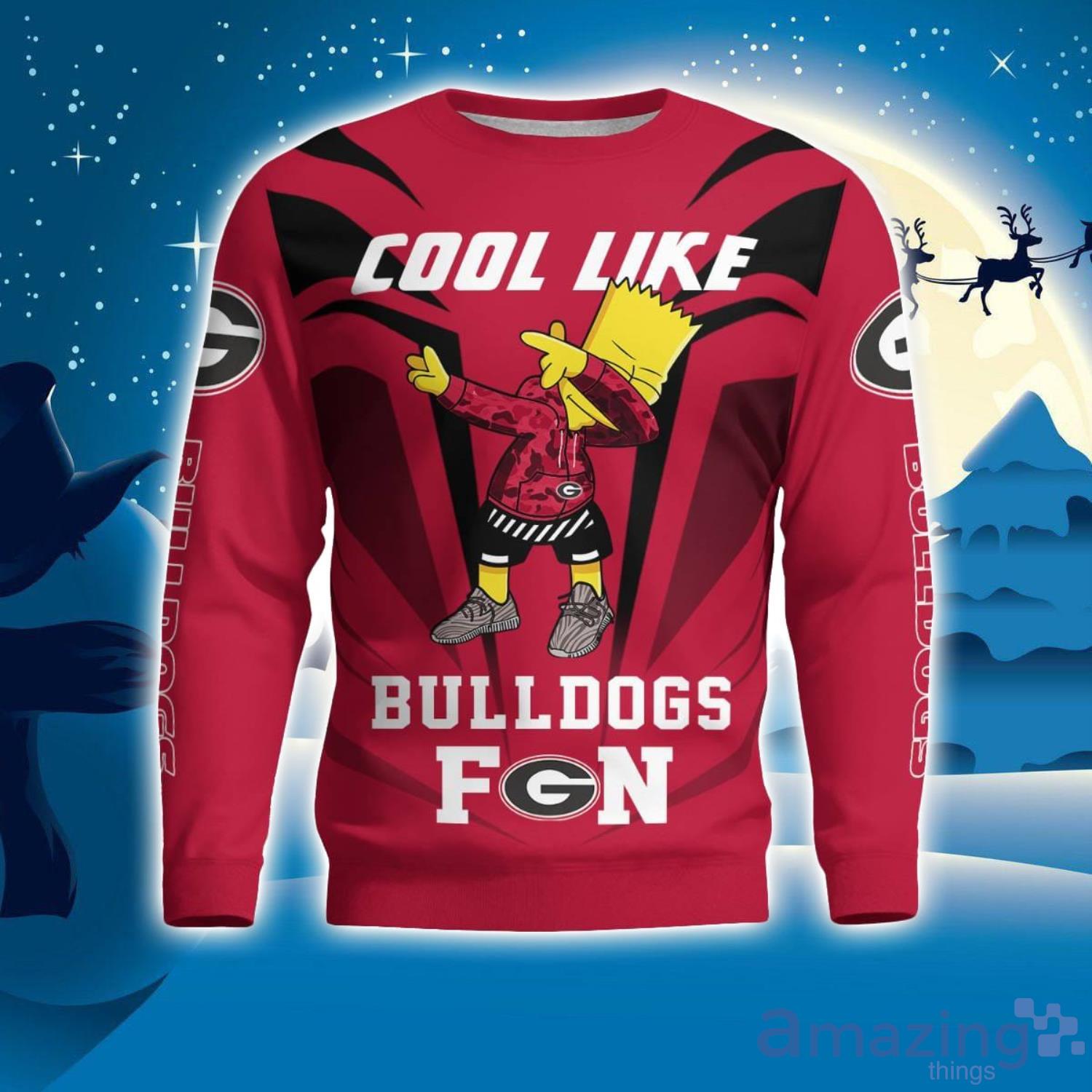 Cute Cool Like Georgia Bulldogs Fan Bart Simpson Dab Ugly Christmas Sweater image Cute Cool Like Georgia Bulldogs Fan Bart Simpson Dab Ugly Christmas Sweater Product Photo 1