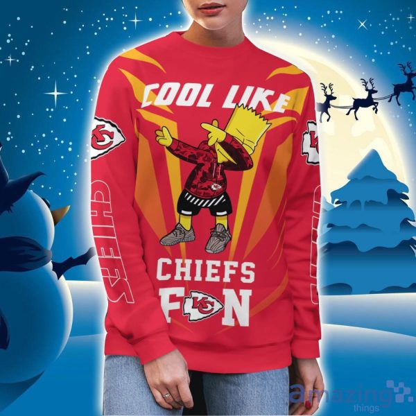 Cute Cool Like Kansas City Chiefs Fan Bart Simpson Dab Ugly Christmas Sweater Product Photo 2