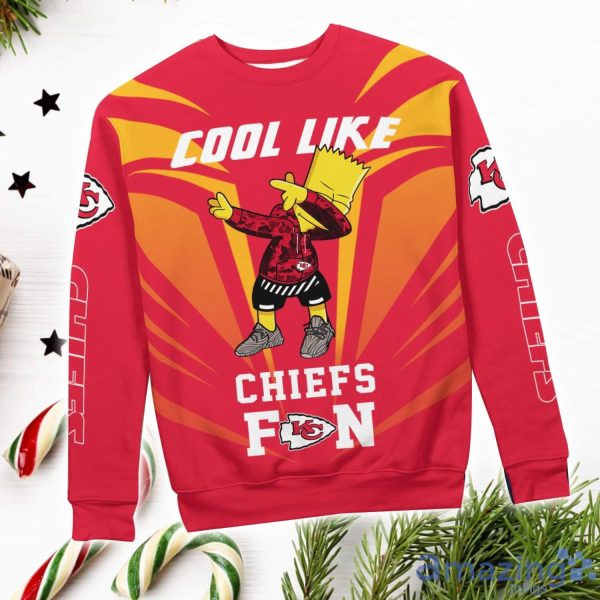 Cute Cool Like Kansas City Chiefs Fan Bart Simpson Dab Ugly Christmas Sweater Product Photo 3