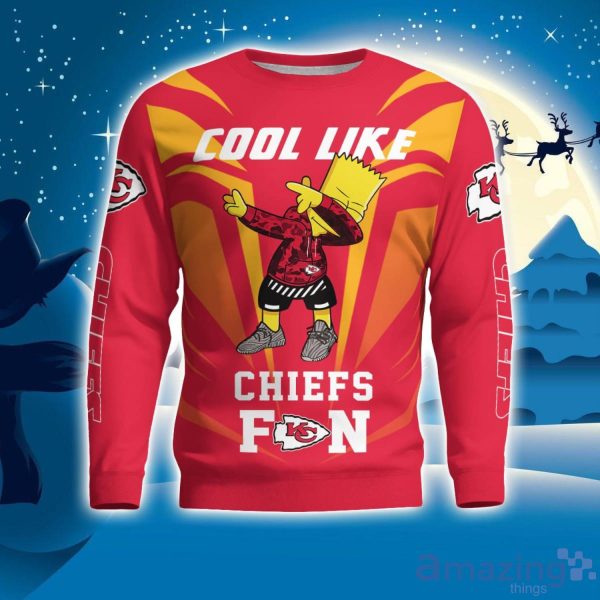 Cute Cool Like Kansas City Chiefs Fan Bart Simpson Dab Ugly Christmas Sweater Product Photo 1