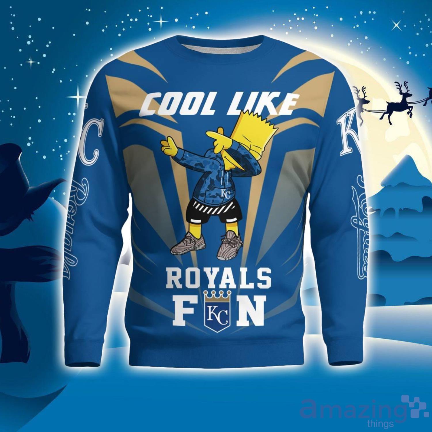 Cute Cool Like Kansas City Royals Fan Bart Simpson Dab Ugly Christmas Sweater image Cute Cool Like Kansas City Royals Fan Bart Simpson Dab Ugly Christmas Sweater Product Photo 1
