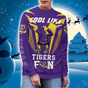 Cute Cool Like LSU Tigers Fan Bart Simpson Dab Ugly Christmas Sweater Product Photo 2