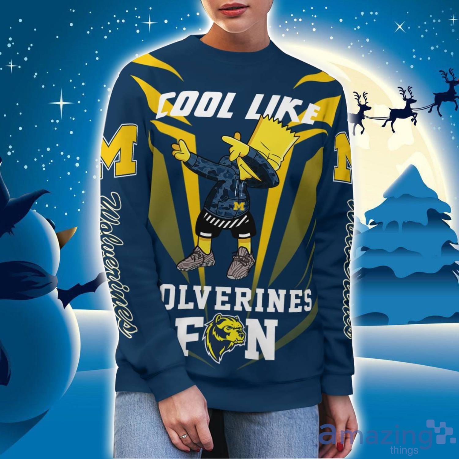 Cute Cool Like Michigan Wolverines Fan Bart Simpson Dab Ugly Christmas Sweater image Cute Cool Like Michigan Wolverines Fan Bart Simpson Dab Ugly Christmas Sweater Product Photo 2