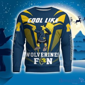 Cute Cool Like Michigan Wolverines Fan Bart Simpson Dab Ugly Christmas Sweater Product Photo 1