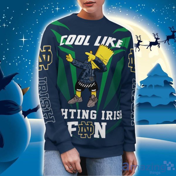 Cute Cool Like Notre Dame Fighting Irish Fan Bart Simpson Dab Ugly Christmas Sweater Product Photo 2