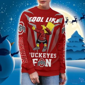 Cute Cool Like Ohio State Buckeyes Fan Bart Simpson Dab Ugly Christmas Sweater Product Photo 2