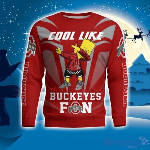 Cute Cool Like Ohio State Buckeyes Fan Bart Simpson Dab Ugly Christmas Sweater Product Photo 1