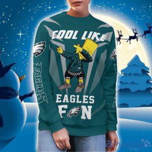 Cute Cool Like Philadelphia Eagles Fan Bart Simpson Dab Ugly Christmas Sweater Product Photo 2