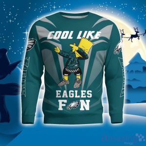Cute Cool Like Philadelphia Eagles Fan Bart Simpson Dab Ugly Christmas Sweater Product Photo 1
