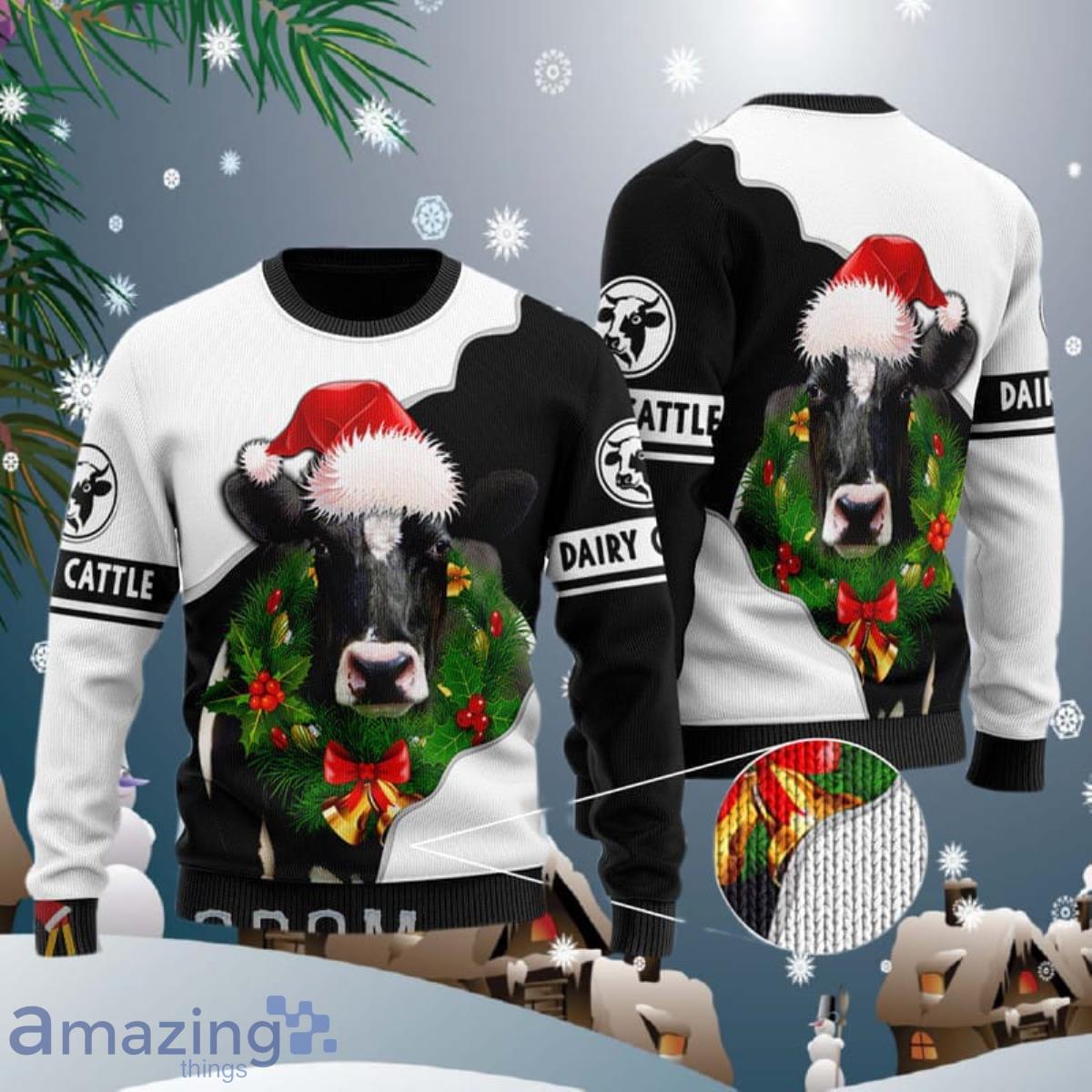 Dairy Cattle Cow Ugly Christmas Sweater Impressive Gift For Men And Women image Dairy Cattle Cow Ugly Christmas Sweater Impressive Gift For Men And Women Product Photo 1