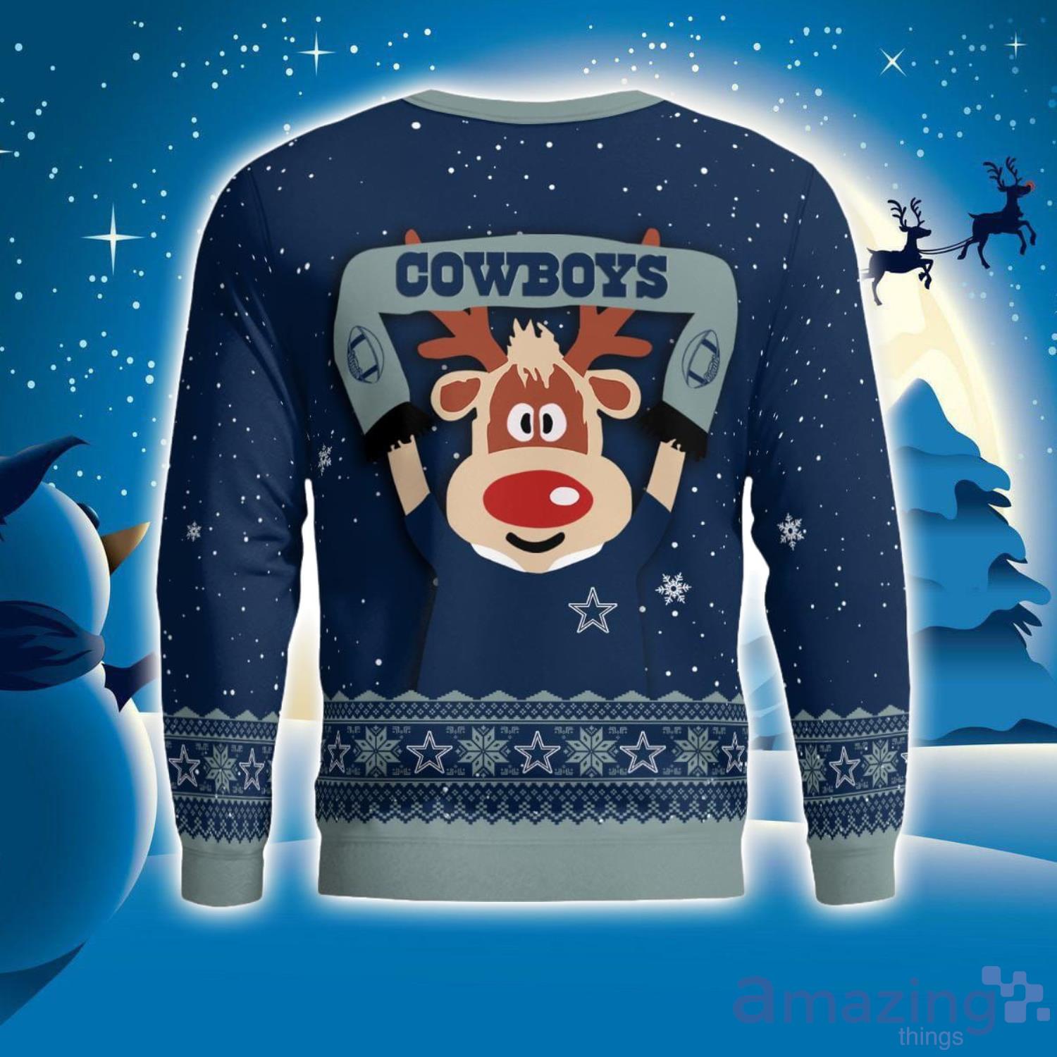 Dallas Cowboys Cute Reindeer Ugly Christmas Sweater Christmas Party Gift image Dallas Cowboys Cute Reindeer Ugly Christmas Sweater Christmas Party Gift Product Photo 4