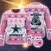 Dallas Cowboys Fans Logo Snowflake Pattern Ugly Christmas Sweater Pink