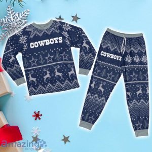 Dallas Cowboys Ugly Christmas Raglan Pajamas Set Product Photo 1