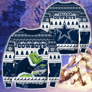 Dallas Cowboys Ugly Grinch Christmas Sweater For Fans Funny Christmas Gift Product Photo 1