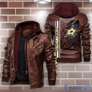 Dallas Stars Striped Style Leather Jacket For Fans Product Photo 2