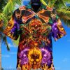 Danger Colorful Flaming Skull Hawaiian Shirt For Men Women