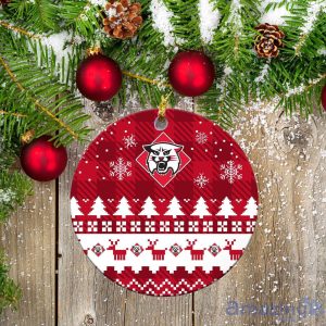 Davidson Wildcats Ceramic Ornament Christmas Pixel Art Tartan Background Product Photo 2