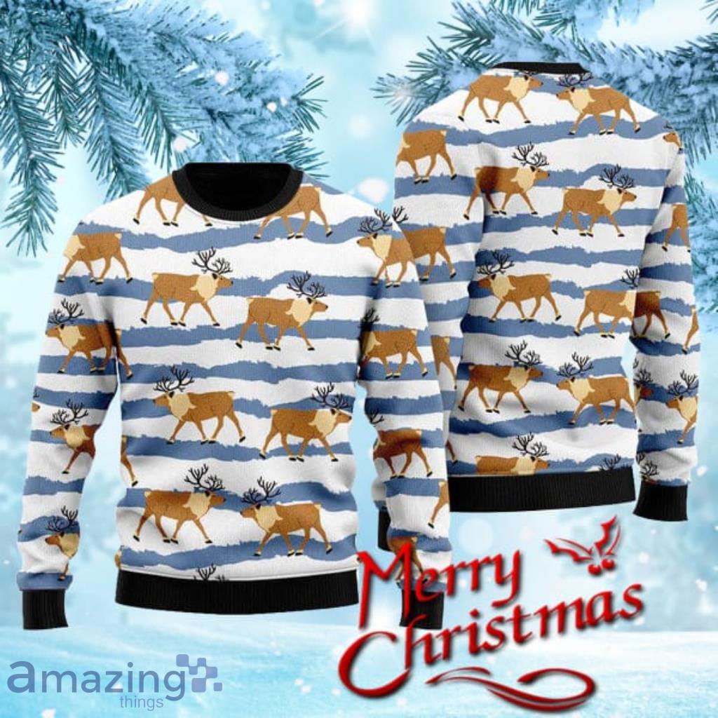 Deer Walking On The Snow Ugly Christmas Sweater Gift Knitting Sweater image Deer Walking On The Snow Ugly Christmas Sweater Gift Knitting Sweater Product Photo 1