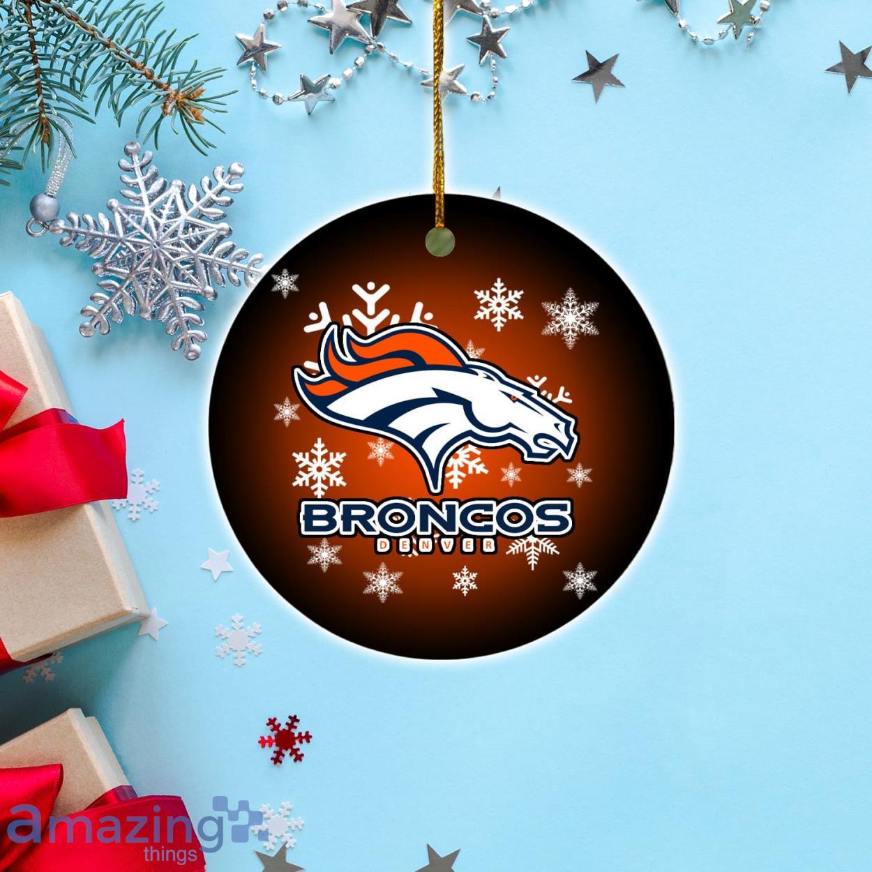 Denver Broncos Christmas Merry Christmas Circle Ornament