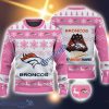 Denver Broncos Fans Logo Snowflake Pattern Ugly Christmas Sweater Pink