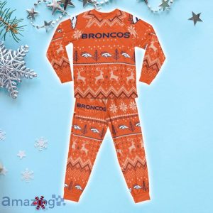 Denver Broncos Ugly Christmas Raglan Pajamas Set Product Photo 2