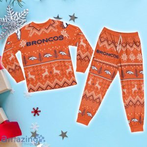 Denver Broncos Ugly Christmas Raglan Pajamas Set Product Photo 1