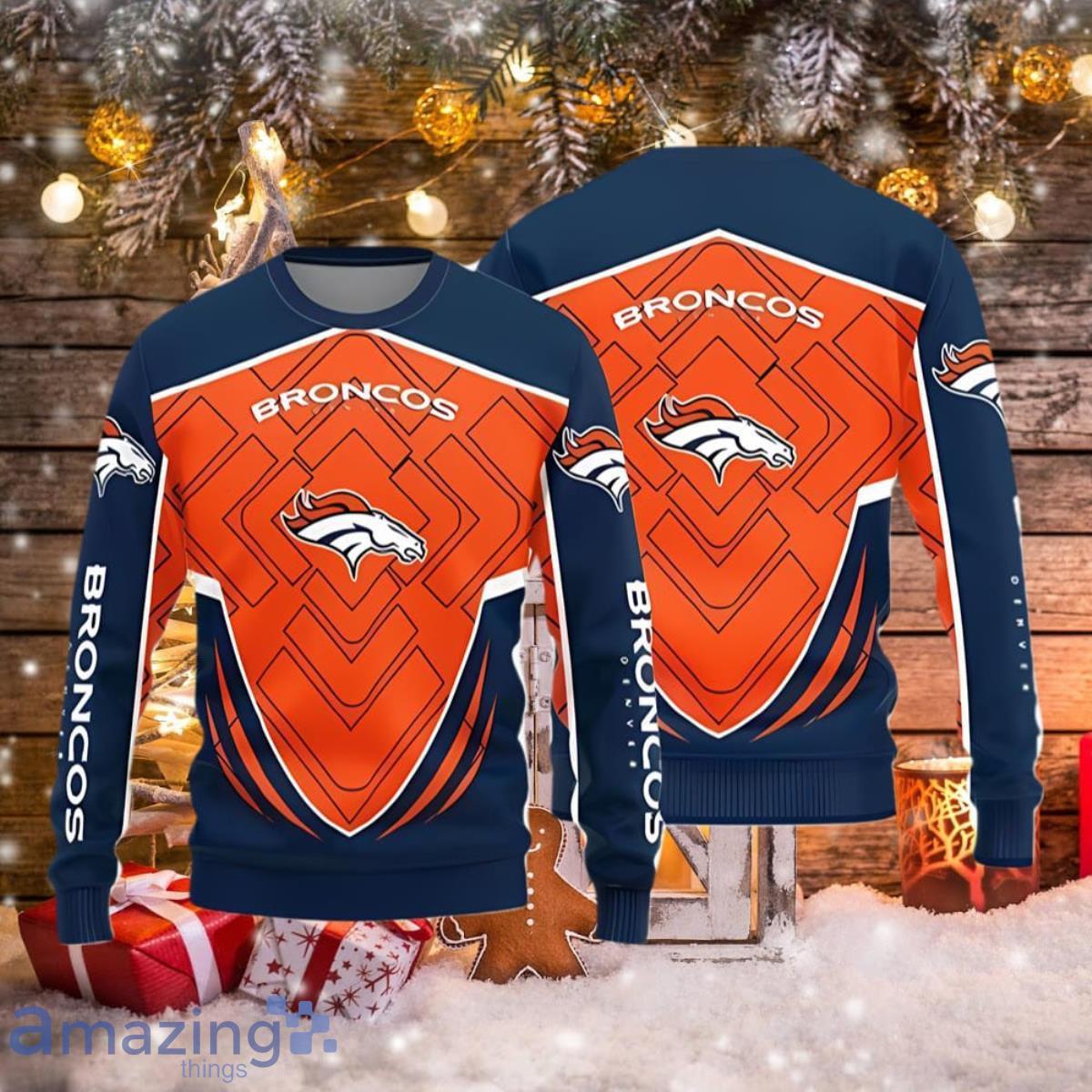 Denver Broncos Ugly Christmas Sweater Best Gift For Loved Ones image Denver Broncos Ugly Christmas Sweater Best Gift For Loved Ones Product Photo 1