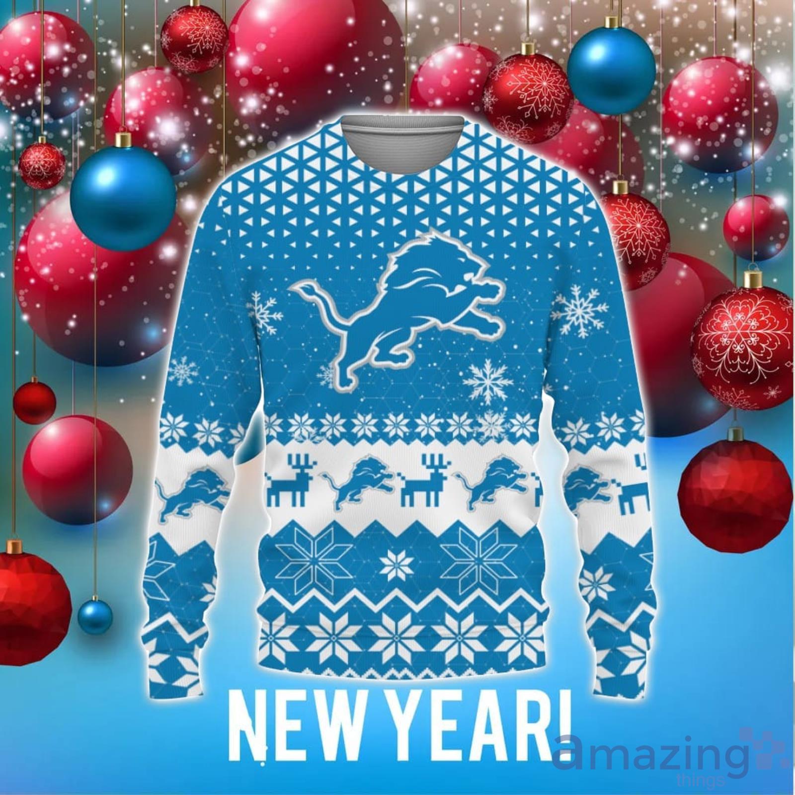 Detroit Lions Grateful Dead Ugly Christmas Fleece Sweater - Jomagift