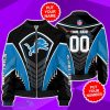 Detroit Lions Custom Name And Number 3D Bomber Jacket Unique Gift
