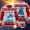 Detroit Lions Fans Logo Snowflake Pattern Ugly Christmas Sweater Red