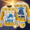Detroit Lions Fans Logo Snowflake Pattern Ugly Christmas Sweater Yellow