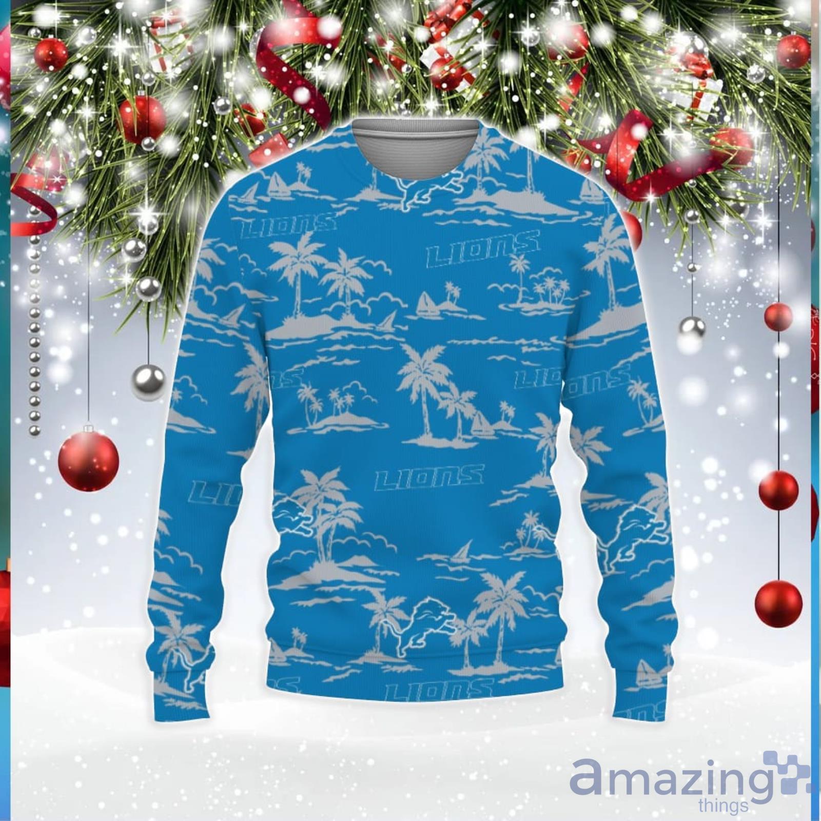 Detroit Lions Hawaiian Aloha Hawaii Beach 3D Sweater Unisex Christmas Gift image Detroit Lions Hawaiian Aloha Hawaii Beach 3D Sweater Unisex Christmas Gift Product Photo 1