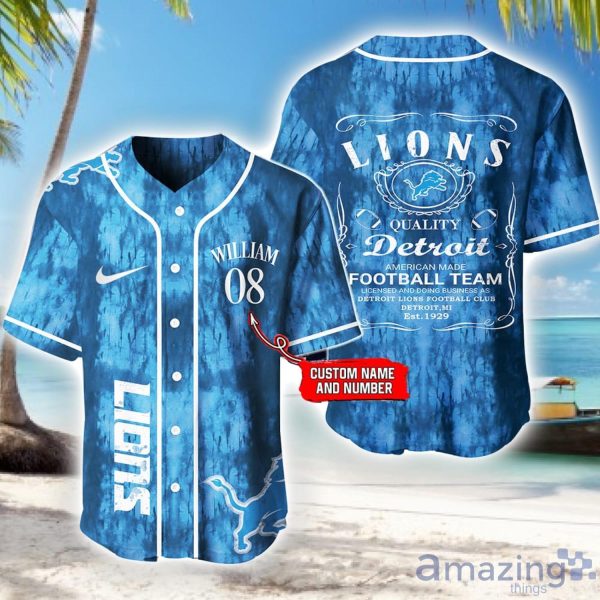 Personalized Name Detroit Lions NFL Number 3D Baseball Jersey