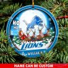 Detroit Lions Santa And 4 Reindeers Logo Team Ornament Christmas