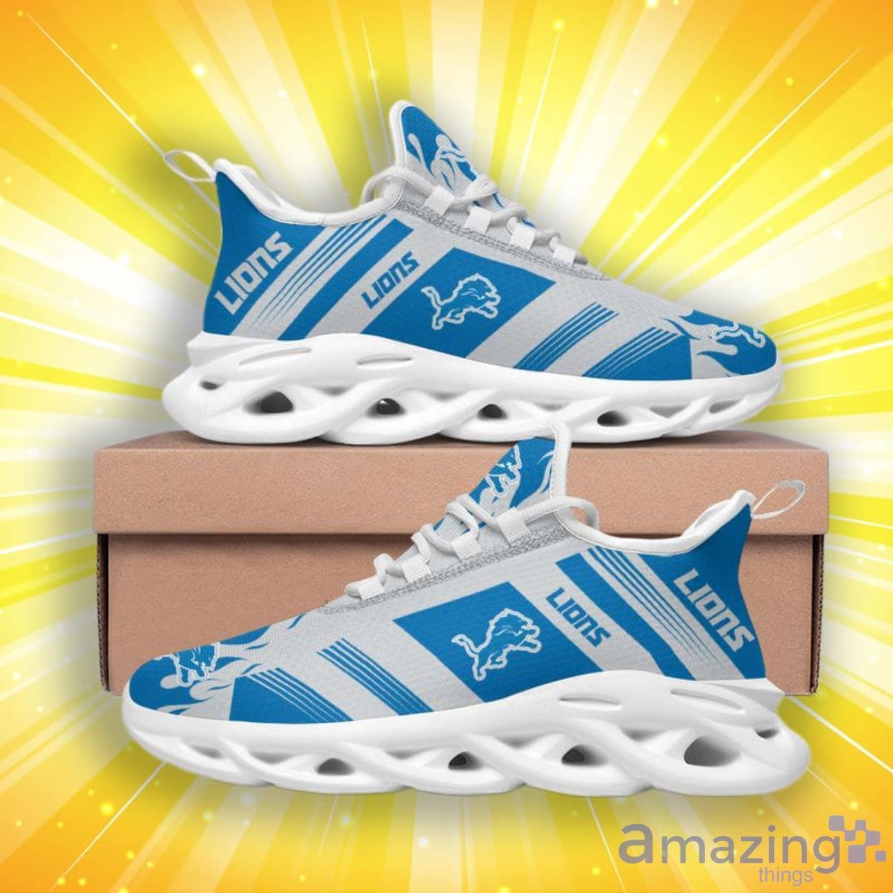 Detroit Lions Stripe And Fire Pattern Max Soul Shoes image Detroit Lions Stripe And Fire Pattern Max Soul Shoes Product Photo 2