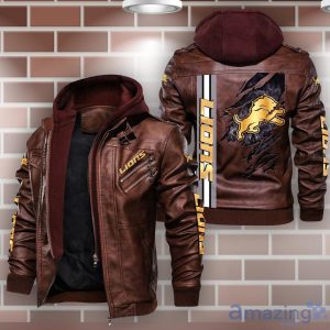 Detroit Lions Striped Style Leather Jacket For Fans image Detroit Lions Striped Style Leather Jacket For Fans Product Photo 2