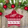 Detroit Red Wings Ceramic Ornament Christmas Pixel Art Tartan Background