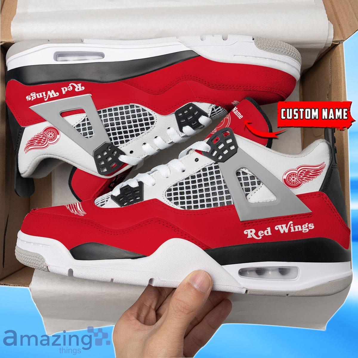 Detroit Red Wings Custom Name Air Jordan 4 Sneaker Style Gift For Men Women image Detroit Red Wings Custom Name Air Jordan 4 Sneaker Style Gift For Men Women Product Photo 1