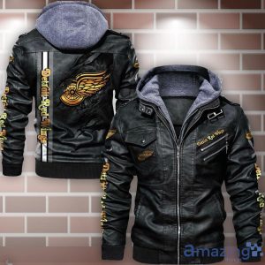 Detroit Red Wings Striped Style Leather Jacket For Fans Product Photo 1