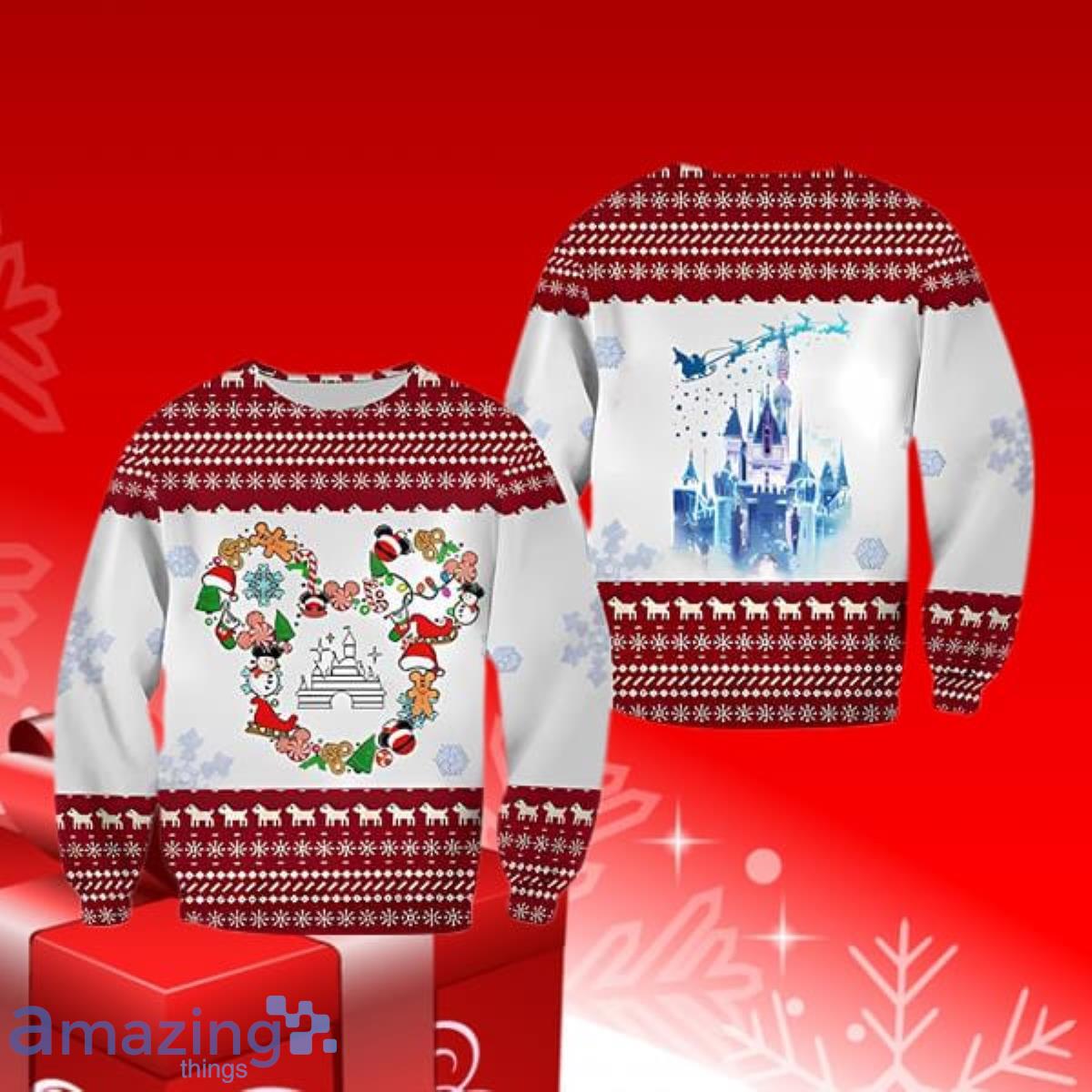 Disney Castle Ugly Christmas Sweater Style Gift For Loved Ones image Disney Castle Ugly Christmas Sweater Style Gift For Loved Ones Product Photo 1
