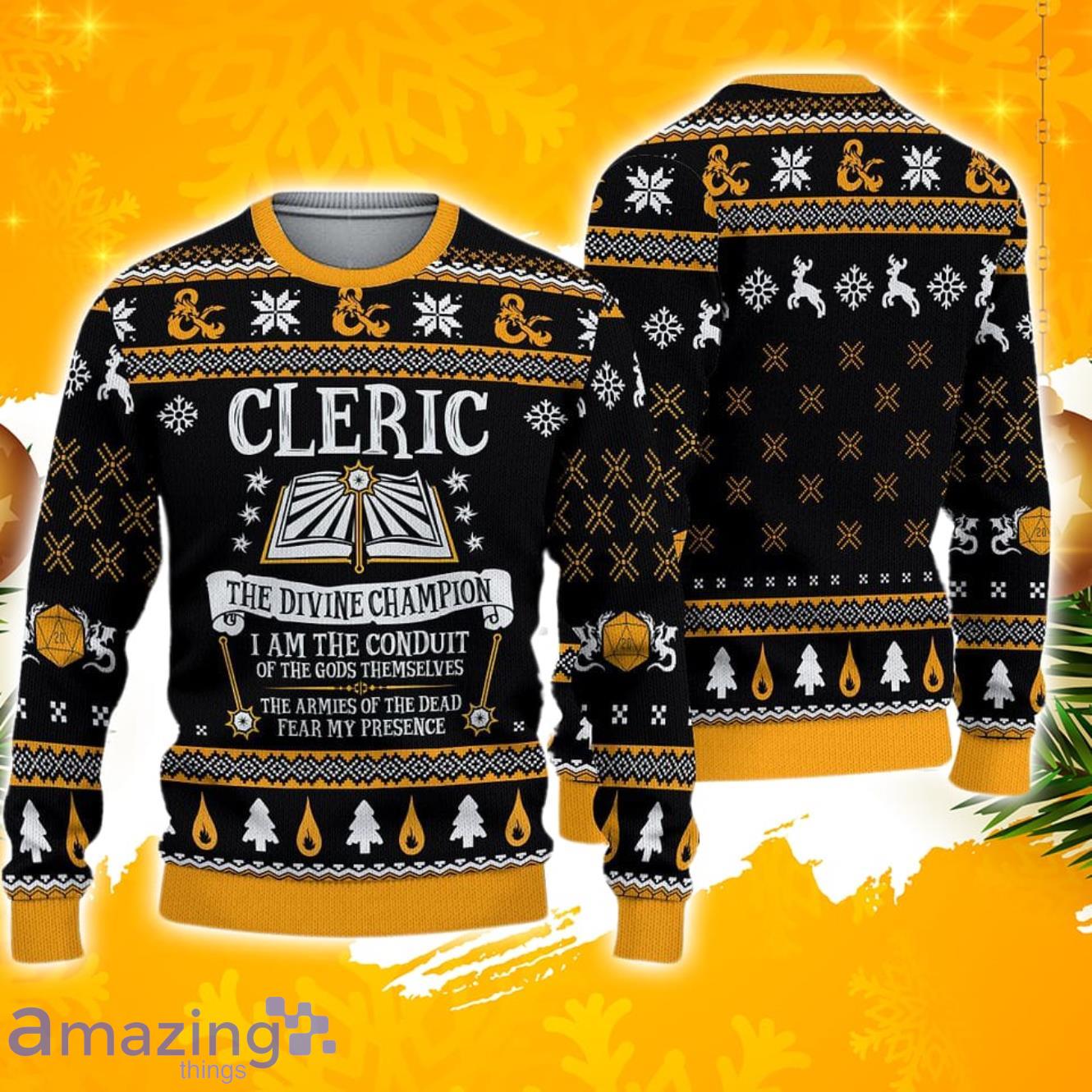 Dnd Classes Cleric Ugly Sweater Christmas image Dnd Classes Cleric Ugly Sweater Christmas Product Photo 1