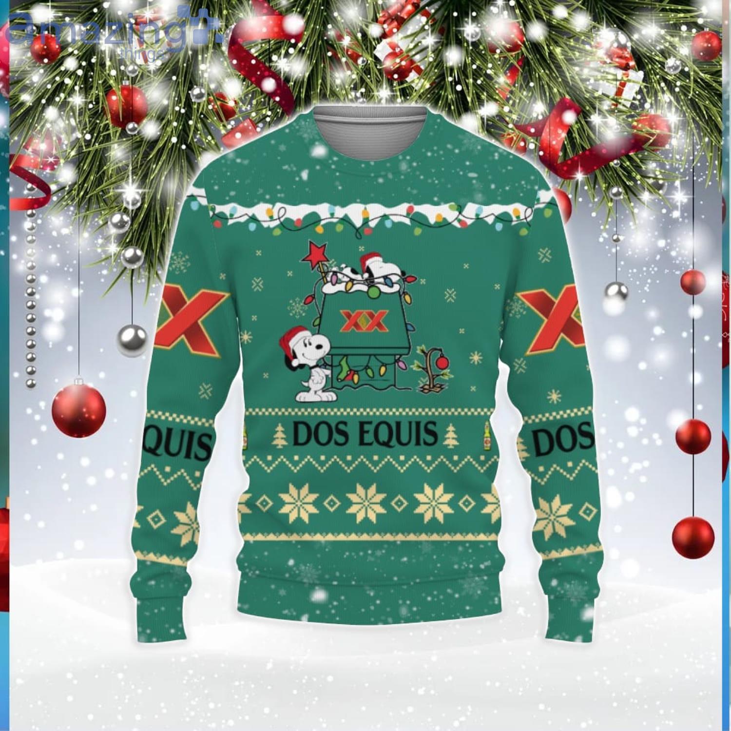 Dos Equis Beers American Whiskey Beers Merry Christmas Snoopy House Cute Gift 3D Ugly Christmas Sweater Product Photo 1