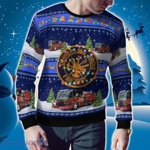 Downers Grove, DuPage County, Illinois, Downers Grove Fire Department Christmas Blue Ugly Sweater Holiday Gift image Downers Grove, DuPage County, Illinois, Downers Grove Fire Department Christmas Blue Ugly Sweater Holiday Gift Product Photo 2