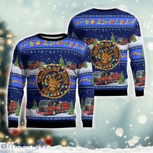 Downers Grove, DuPage County, Illinois, Downers Grove Fire Department Christmas Blue Ugly Sweater Holiday Gift Product Photo 1