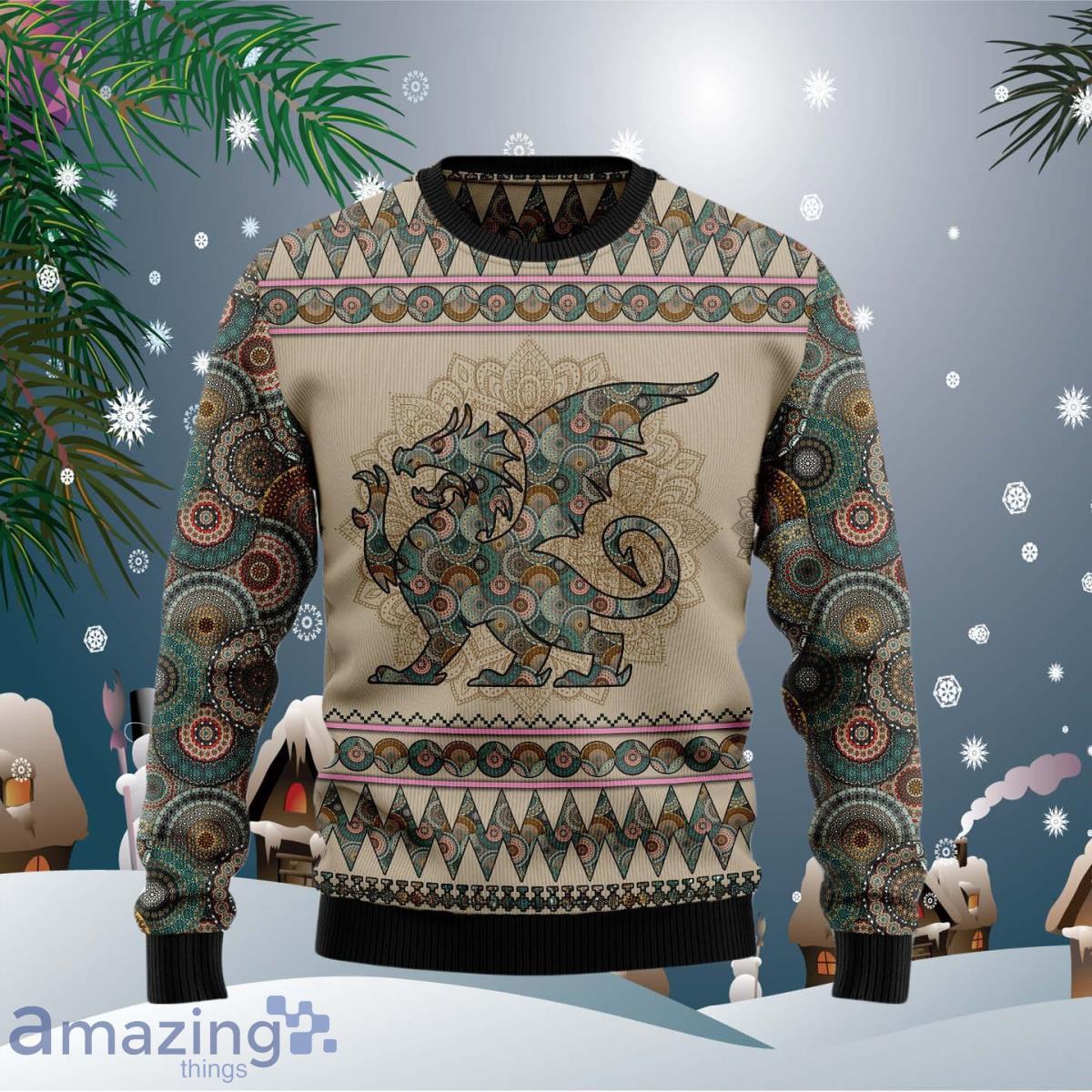 Dragon Mandala Ugly Christmas Sweater Impressive Gift For Men And Women image Dragon Mandala Ugly Christmas Sweater Impressive Gift For Men And Women Product Photo 1