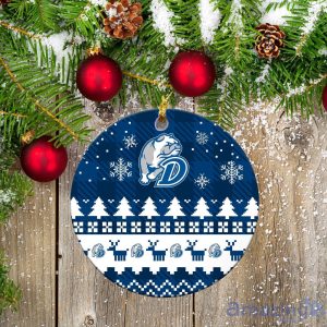 Drake Bulldogs Ceramic Ornament Christmas Pixel Art Tartan Background Product Photo 2
