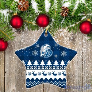Drake Bulldogs Ceramic Ornament Christmas Pixel Art Tartan Background Product Photo 1